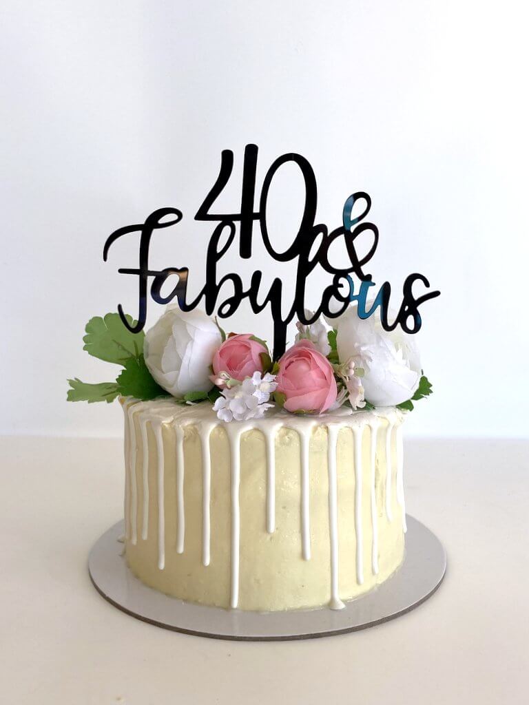 Acrylic Black 40 & Fabulous Birthday Cake Topper - Online Party Supplies